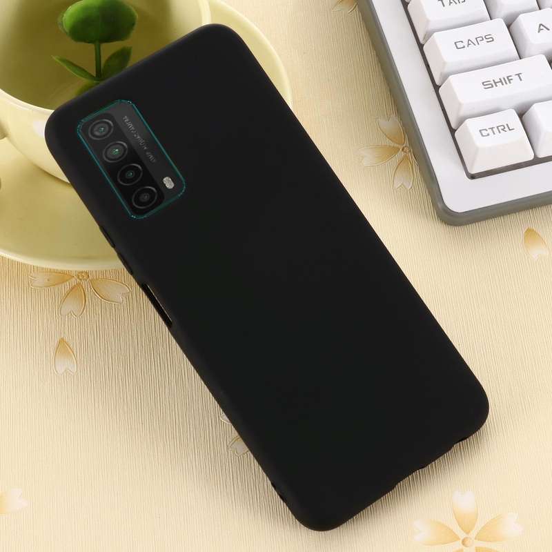 For Huawei P smart 2021 Pure Color Liquid Silicone Shockproof Full Coverage Case(Black)