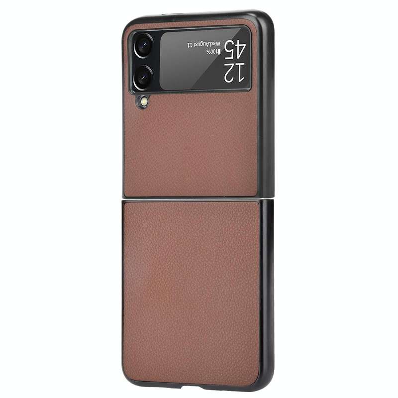 For Samsung Galaxy Z Flip3 5G Litchi Texture Phone Case(Brown)