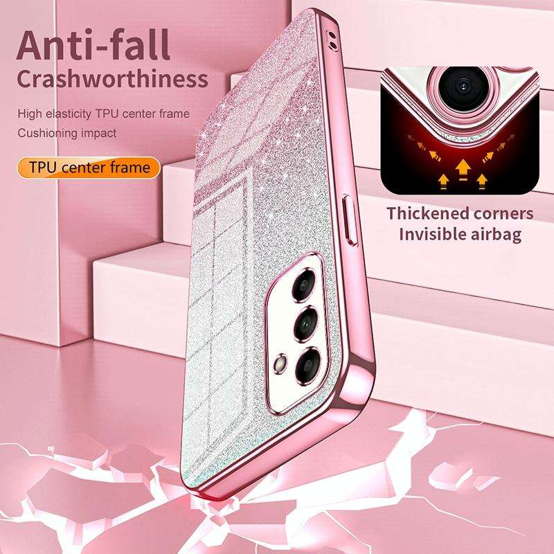 For Samsung Galaxy A32 4G Gradient Glitter Powder Electroplated Phone Case(Transparent)