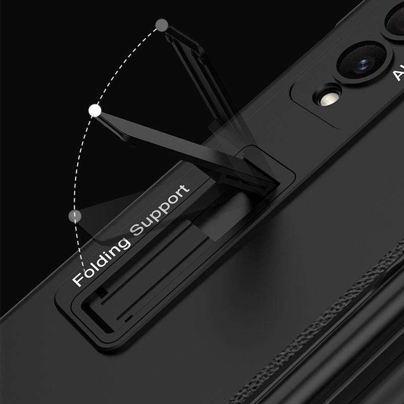 For Samsung Galaxy Z Fold4 GKK Magnetic Hinge Flip Phone Case with Holder & Pen Slot(Champagne Gold)