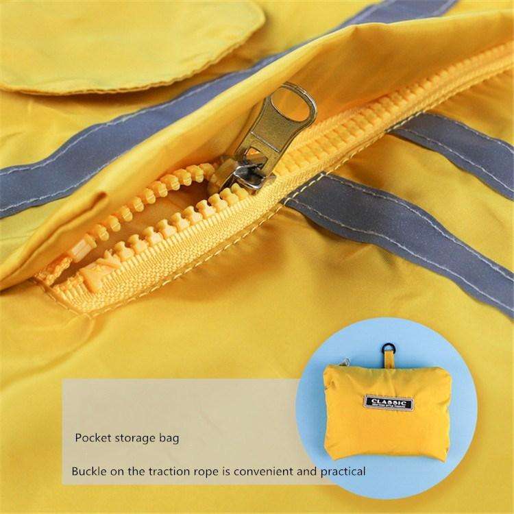 Foldable Reflective Stripe Hooded Pet Raincoat Dog Waterproof Clothing, Size:L(Fluorescent Yellow)