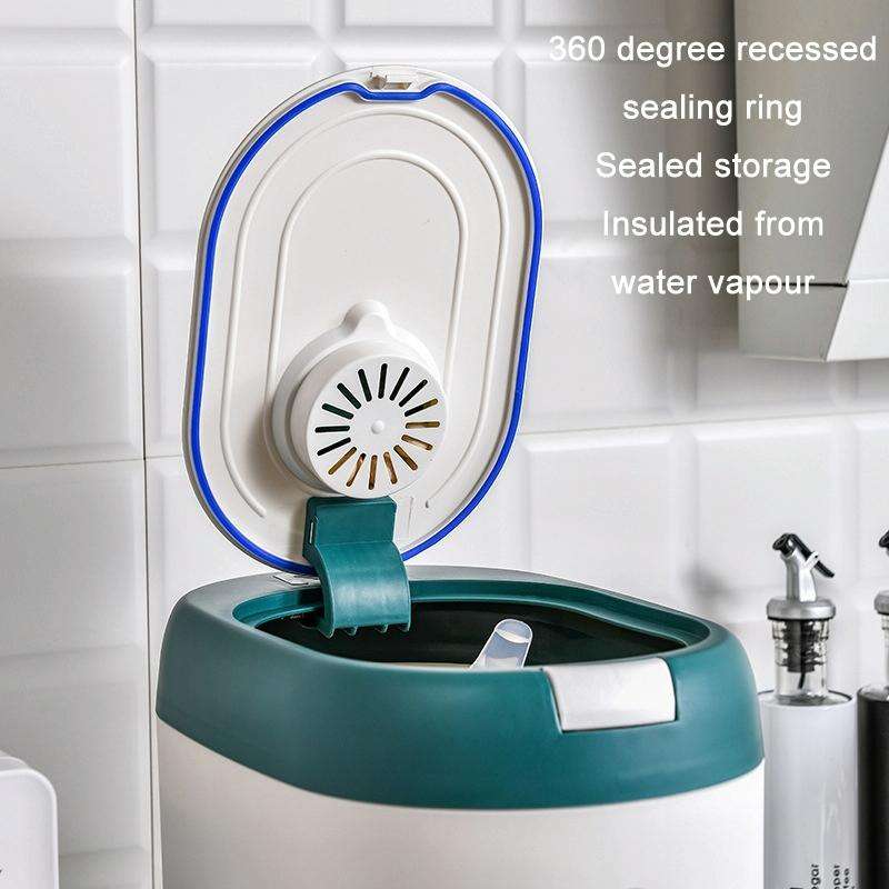 Kitchen Sealed Moisture Dust Proof Storage Rice Bucket, Color: Green 10kg