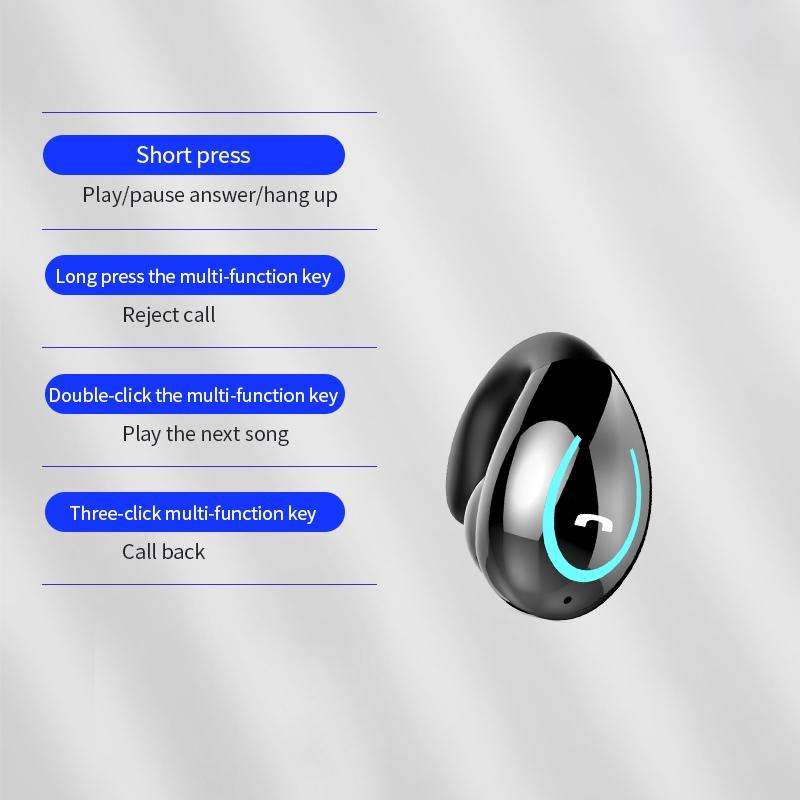 YX08 Ultra-light Ear-hook Wireless V5.0 Bluetooth Earphones Ear Clip Stereo Bluetooth Headset wit...