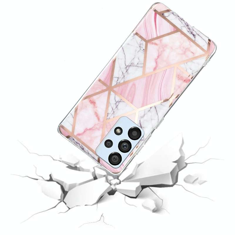 For Samsung Galaxy A53 Electroplated Marble Pattern TPU Phone Case(Pink and White)