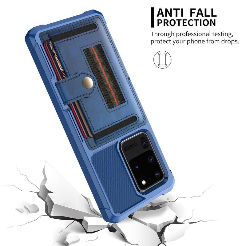 For Samsung Galaxy S20 Ultra ZM06 Card Bag TPU + Leather Phone Case(Blue)