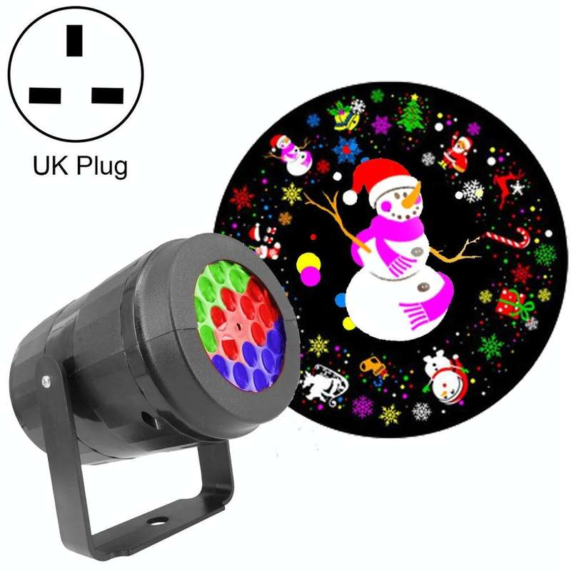4W LED Snowflake Christmas Decoration Projector Light with 16 Patterns, Spec: UK Plug