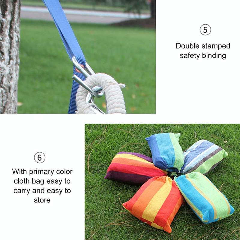 Outdoor Double Thickened Canvas Hammock Indoor Swing with Detachable Curved Rod, Size:190x100cm(G...