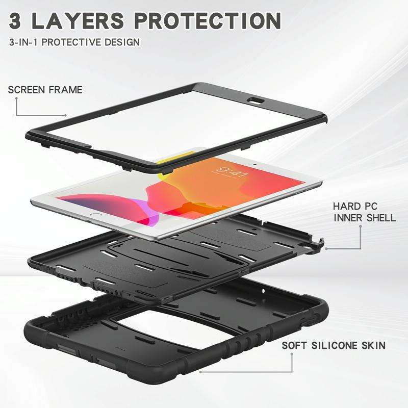 For iPad 10.2 2021 / 2020 / 2019 3-Layer Protection Screen Frame + PC + Silicone Shockproof Combi...