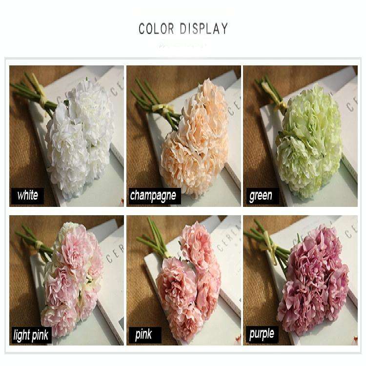 5 Heads Fake Flowers Artificial Flowers Peony Bouquet for Wedding and Home Decoration(Light Pink)