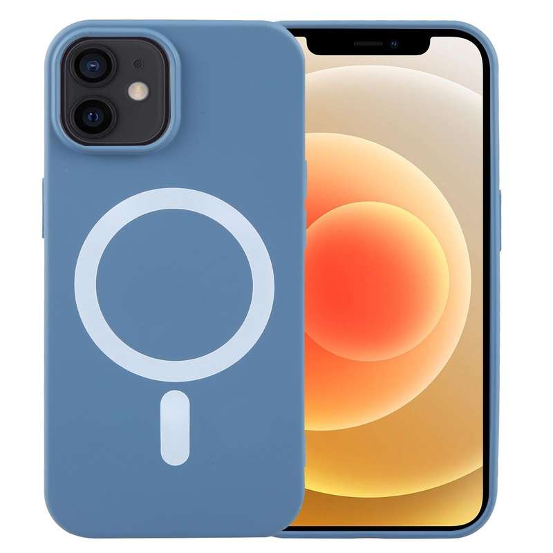 For iPhone 12 MagSafe Liquid Silicone Phone Case(Blue)