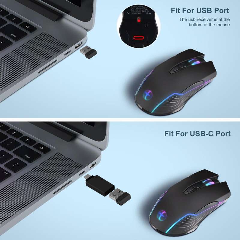 E50 2.4G Wireless Mouse Jiggler Portable Cordless Mouse With 7 Keys(Black)