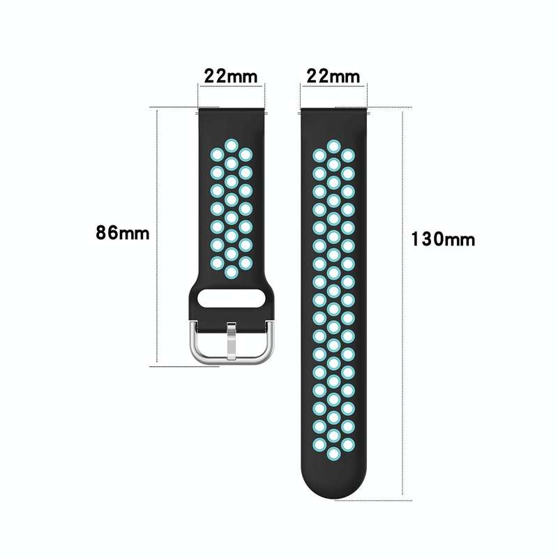 For Garmin Forerunner 265 22mm Perforated Breathable Sports Silicone Watch Band(Black+Rose Red)