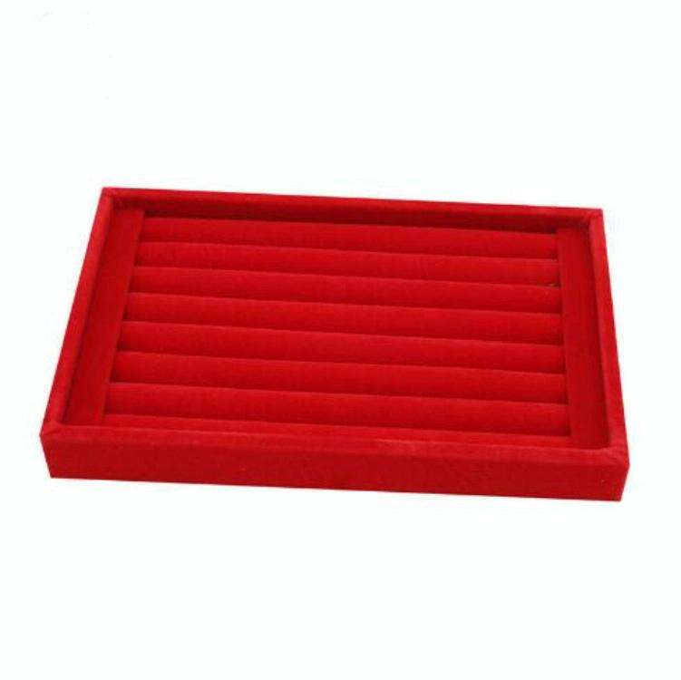 Velvet Case Jewelry Display Holder Organizer Rings Earrings Storage Tray(Red)
