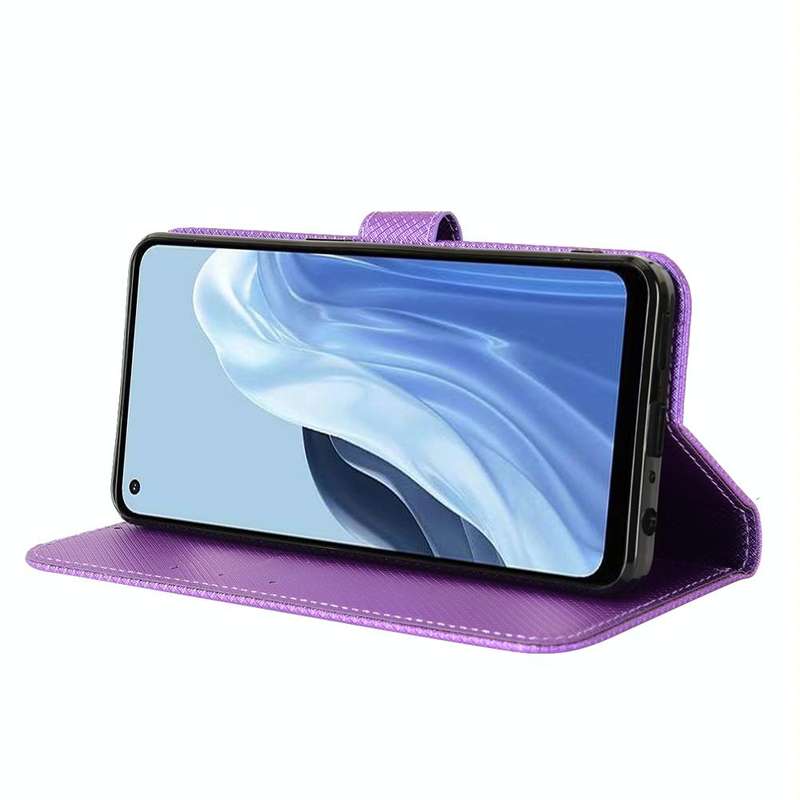 For OPPO Reno7 A Diamond Texture Leather Phone Case(Purple)