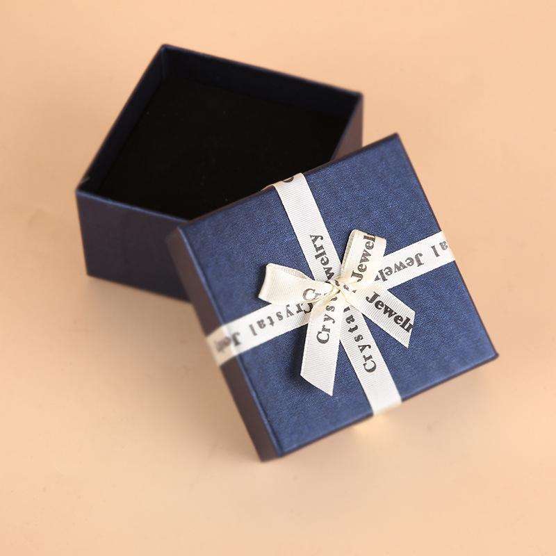 10 PCS Bowknot Jewelry Gift Box Square Jewelry Paper Packaging Box, Specification: 8x8x3.5cm(Dark...