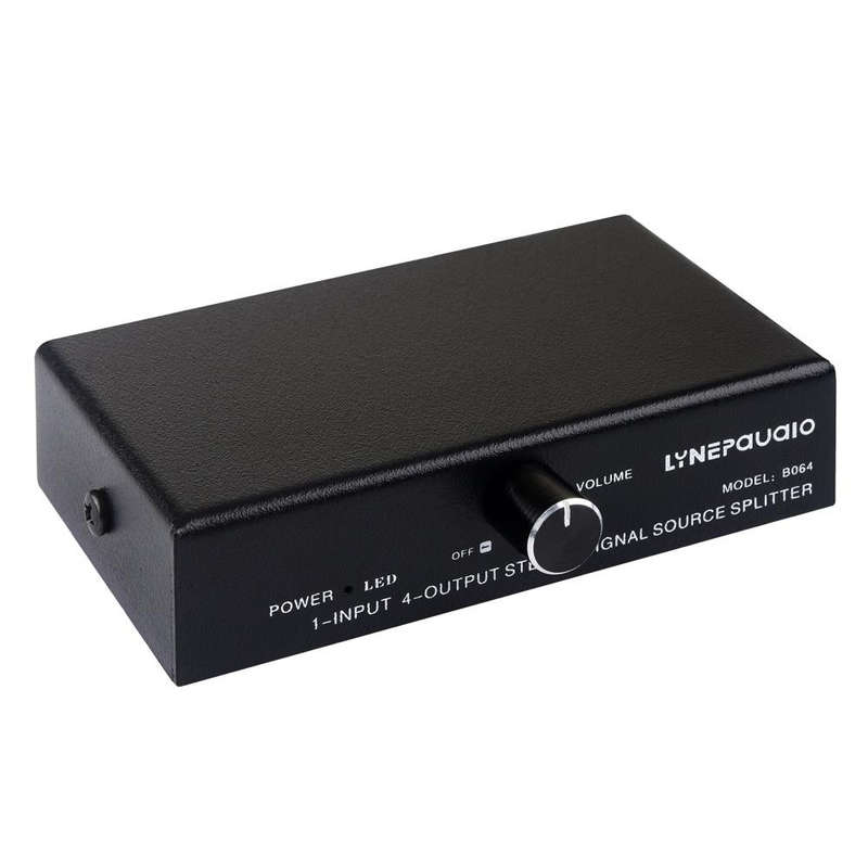 1 In 4 Out Audio Frequency Signal Splitter Distribute Device, Non Consumption, 3.5mm Interface Ou...