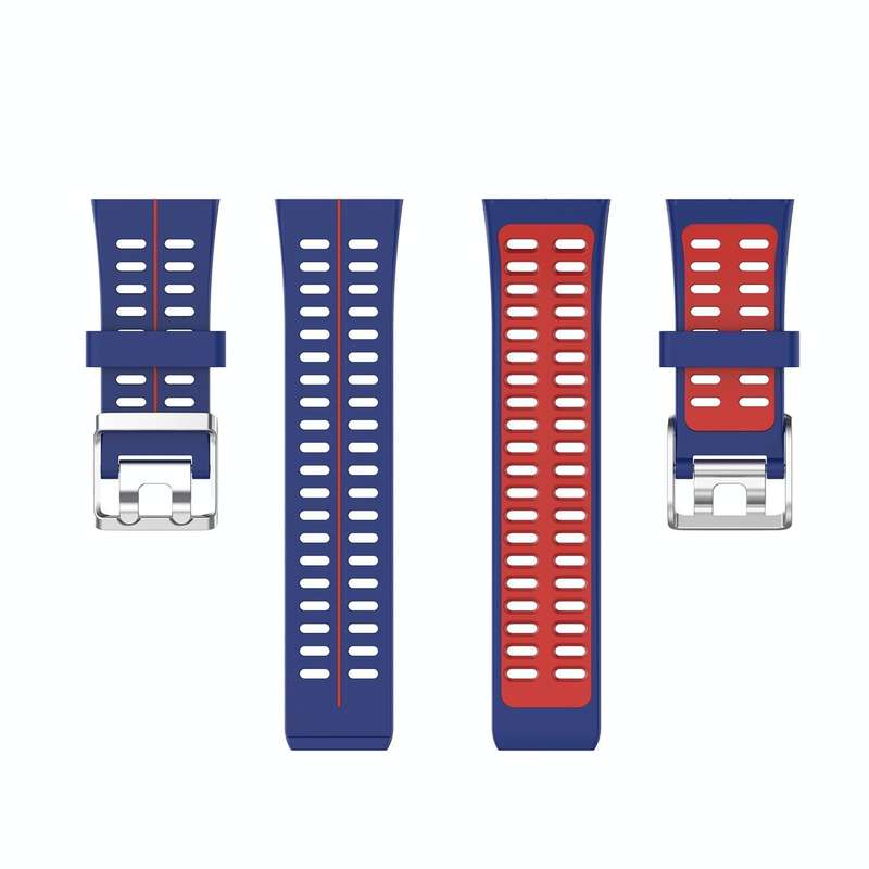 For Polar V800 GPS Smart Watch Two-color Steel Buckle Watch Band(Blue+Red)