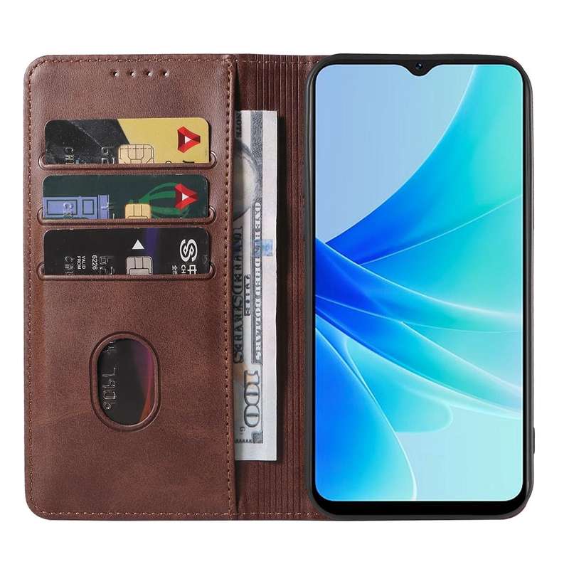 For OPPO A57 4G Magnetic Closure Leather Phone Case(Brown)