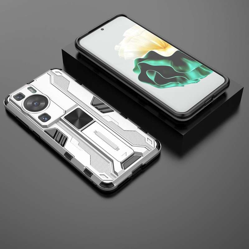 For Huawei P60 / P60 Pro Supersonic Holder PC Soft TPU Phone Case(Silver)