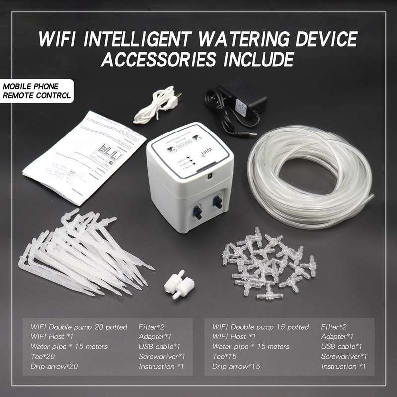 WD-01ADE WIFI Gardening Drip Irrigation Controller, Specification: Double Pump 20 Pots(UK Plug)