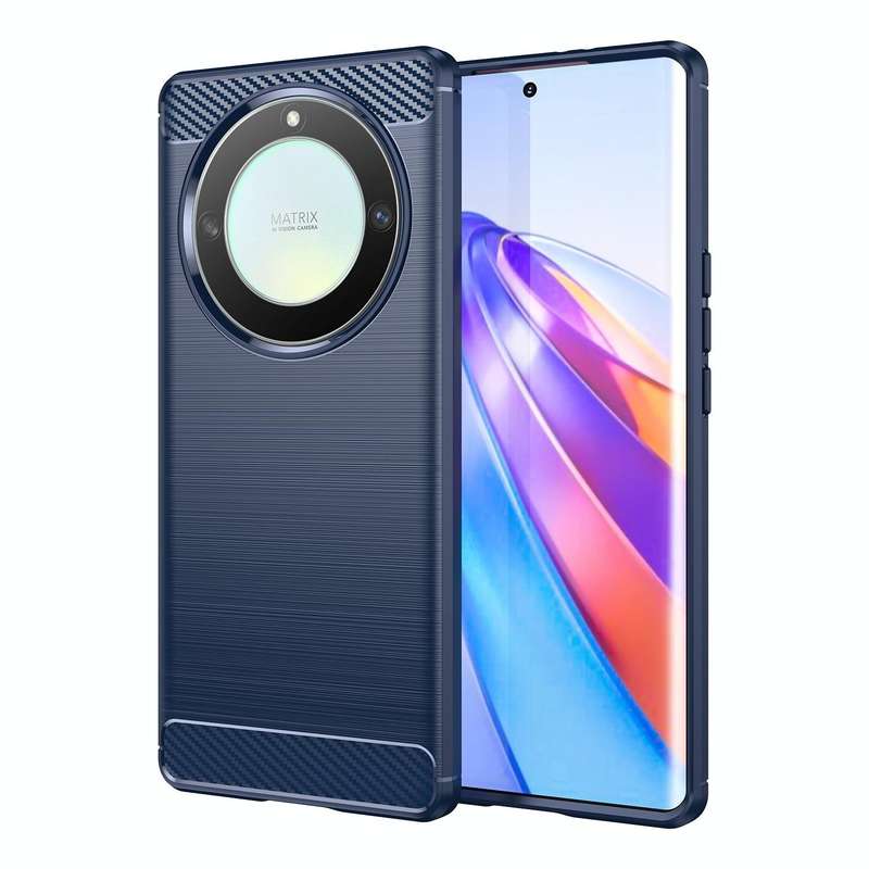 For Honor X9a Brushed Texture Carbon Fiber TPU Phone Case(Blue)