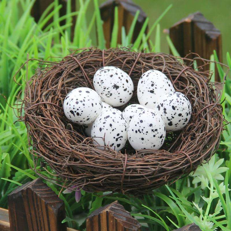 8cm Simulation Bird Nest + 1 PCS Bird Egg Holiday Decoration