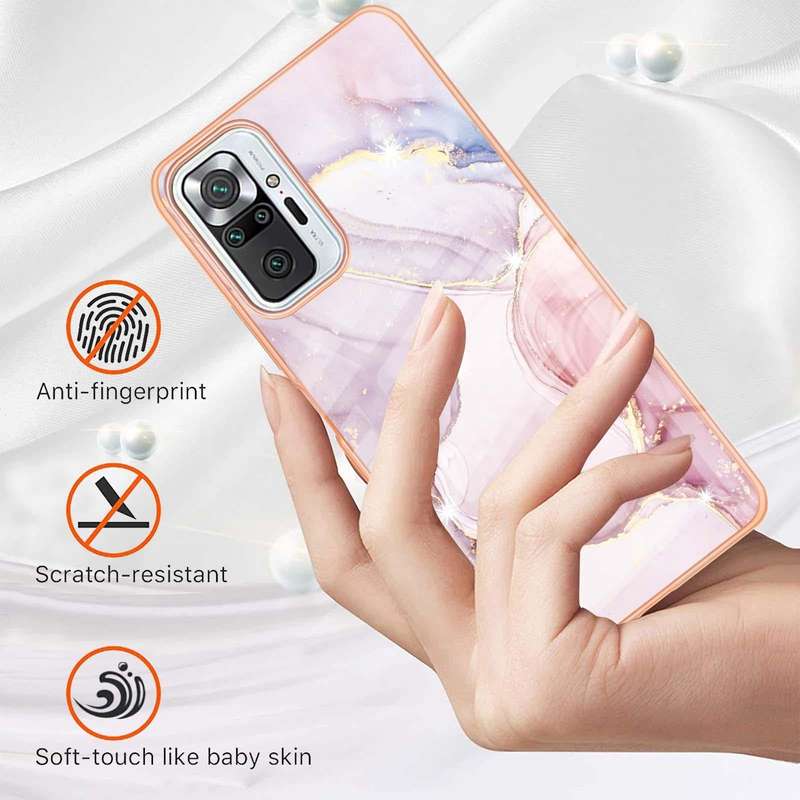 For Xiaomi Redmi Note 10 Pro / 10 Pro Max Electroplating Marble Pattern Dual-side IMD TPU Shockpr...