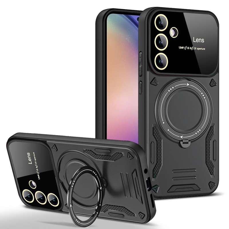 For Samsung Galaxy A54 5G Large Window MagSafe Holder Phone Case(Black)