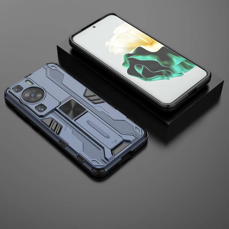 For Huawei P60 / P60 Pro Supersonic Holder PC Soft TPU Phone Case(Blue)