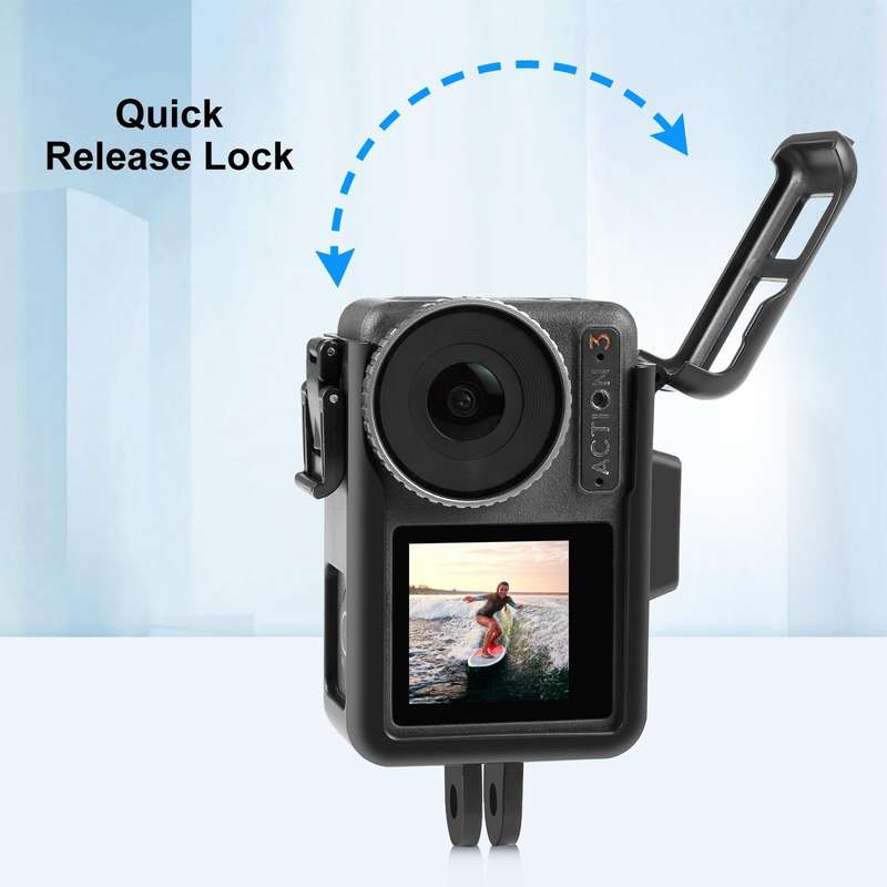 For DJI Osmo Action 4 / 3 PULUZ Vertical Plastic Protective Frame Cage with Cold Shoes (Black)