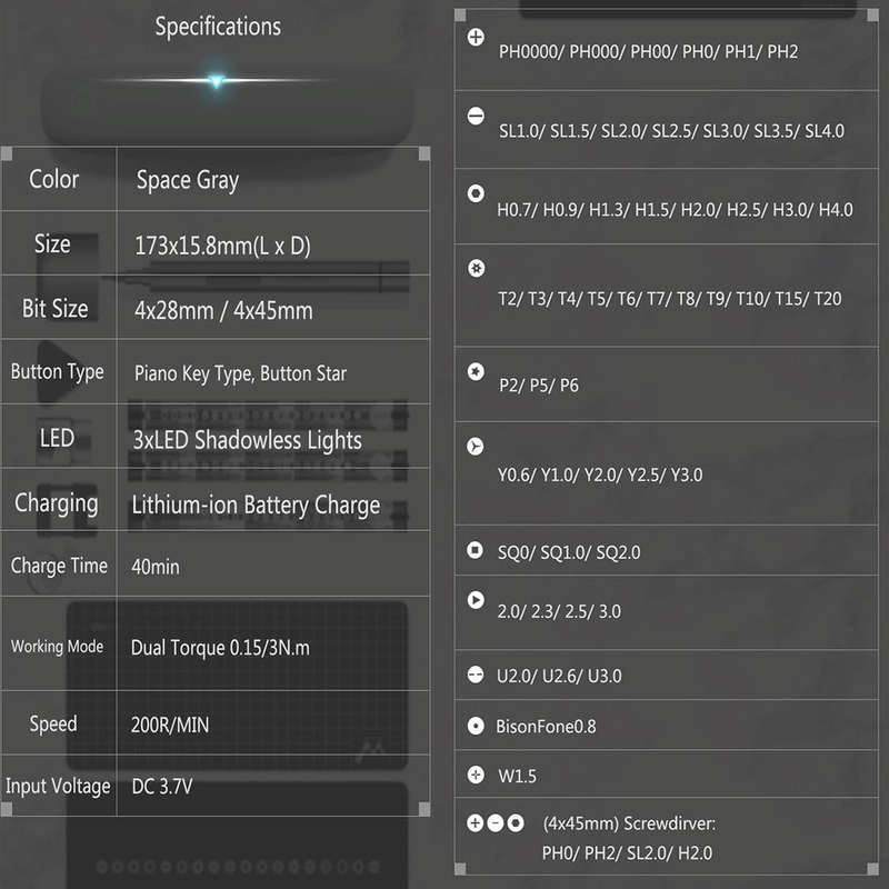 Xiaomi WOWSTICK 1F+ 69 in 1 Electric Screwdriver Cordless Lithium-ion Charge LED Power Screwdriver