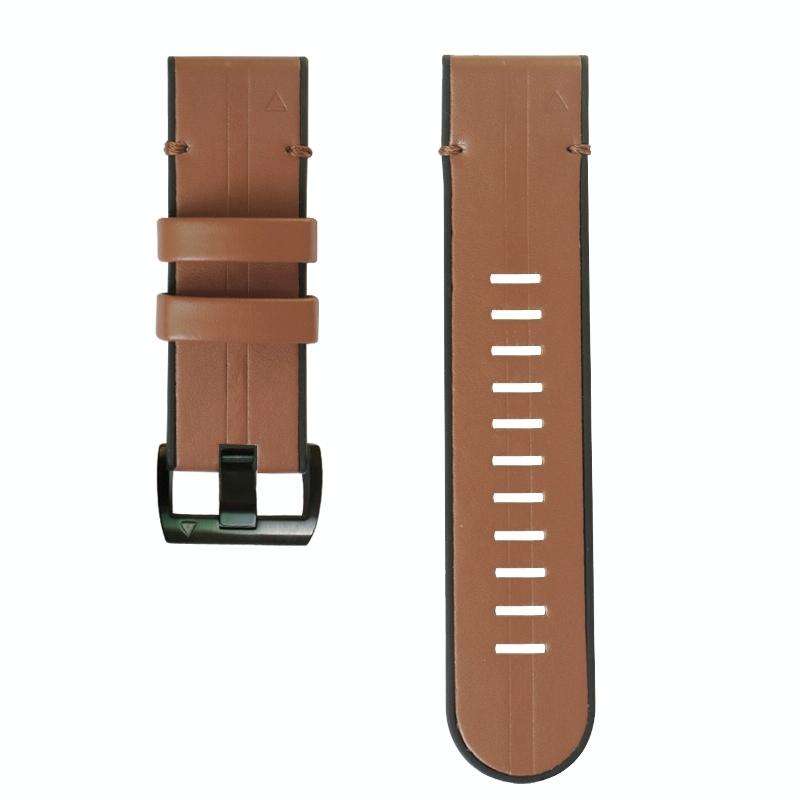 For Garmin Fenix 7X Silicone + Leather Quick Release Watch Band(Brown)