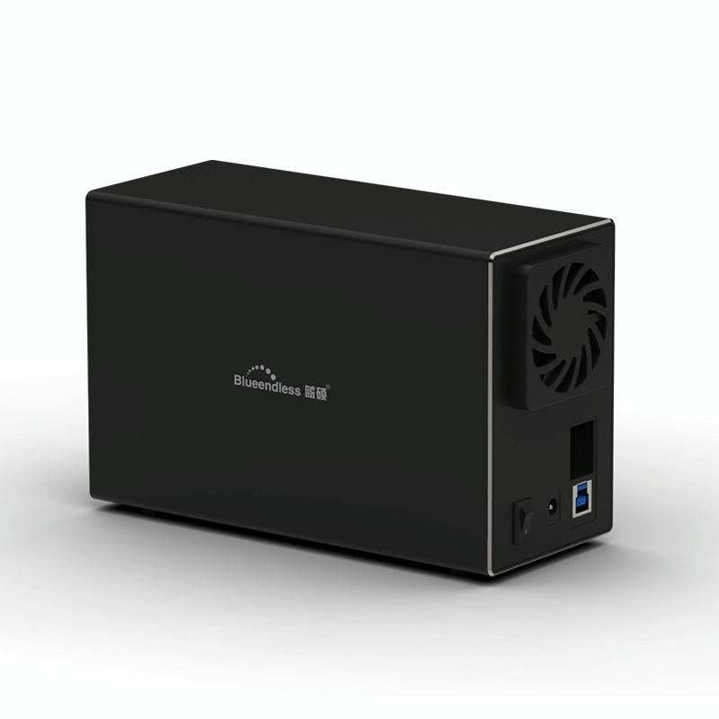 Blueendless USB-B Interface 3.5 inch 2 Bay RAID Combination Array HDD External Enclosure (US Plug)