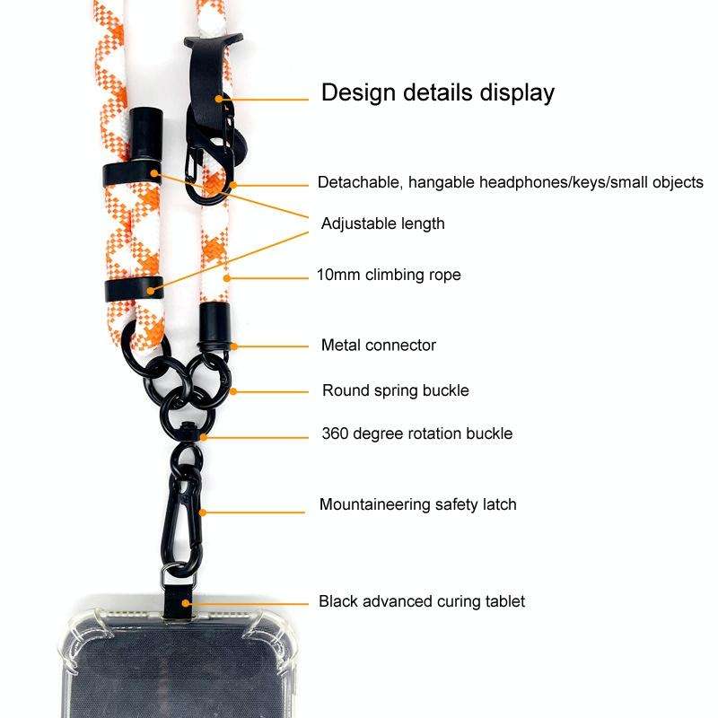10mm Thick Rope Mobile Phone Anti-Lost Adjustable Lanyard Spacer(Navy)