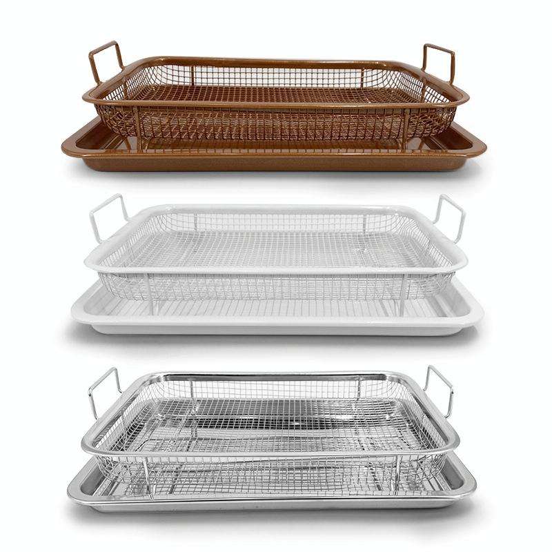 Oven Baking Stainless Steel Baking Pan Drain The Oil Mold, Specification: Square Bronze