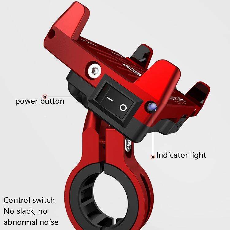 Kewig M6 Aluminum Alloy Motorcycle Mobile Phone Bracket Rechargeable With Switch Waterproof Stabl...