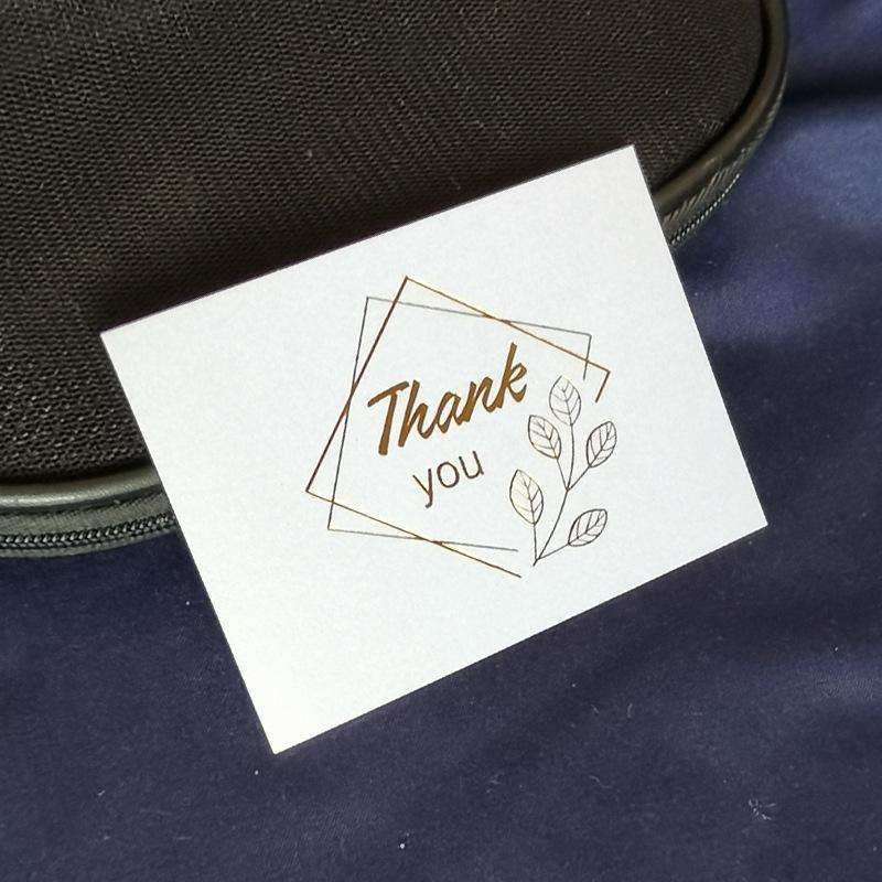 100 PCS Wedding Blessing Card Thank You Message Gift Decoration Card Bronzing Flower Greeting Car...