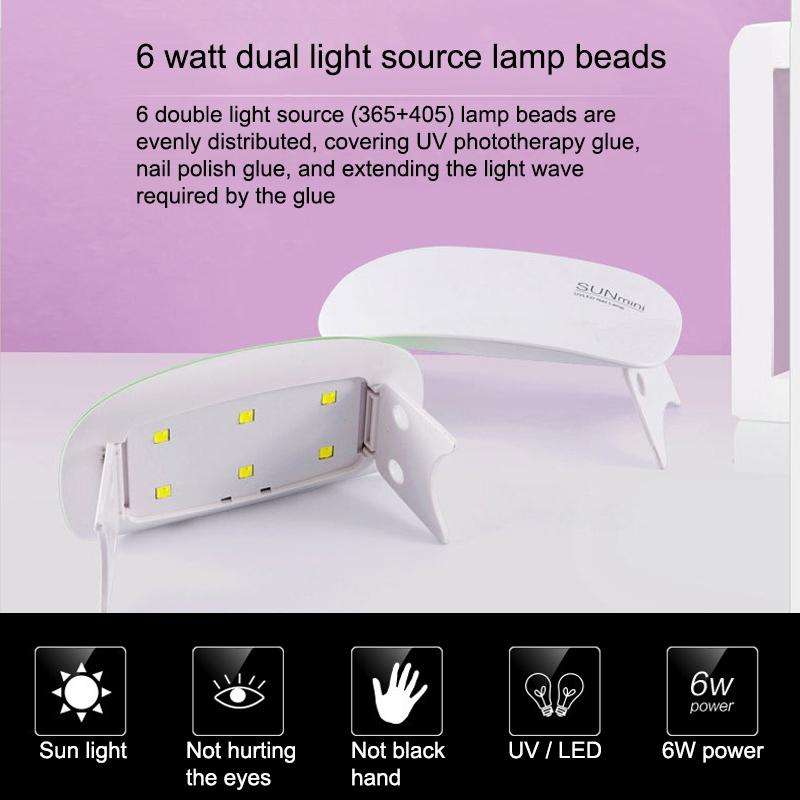 SUN mini 2 6W UV + LED USB Nail Lamp Fingernail Gel Curing Dryer(Pink)