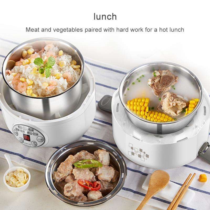 Yoice 220V Multi-function Electric Lunch Box Three-layer Stainless Steel Inner Rice Cooker, CN Pl...