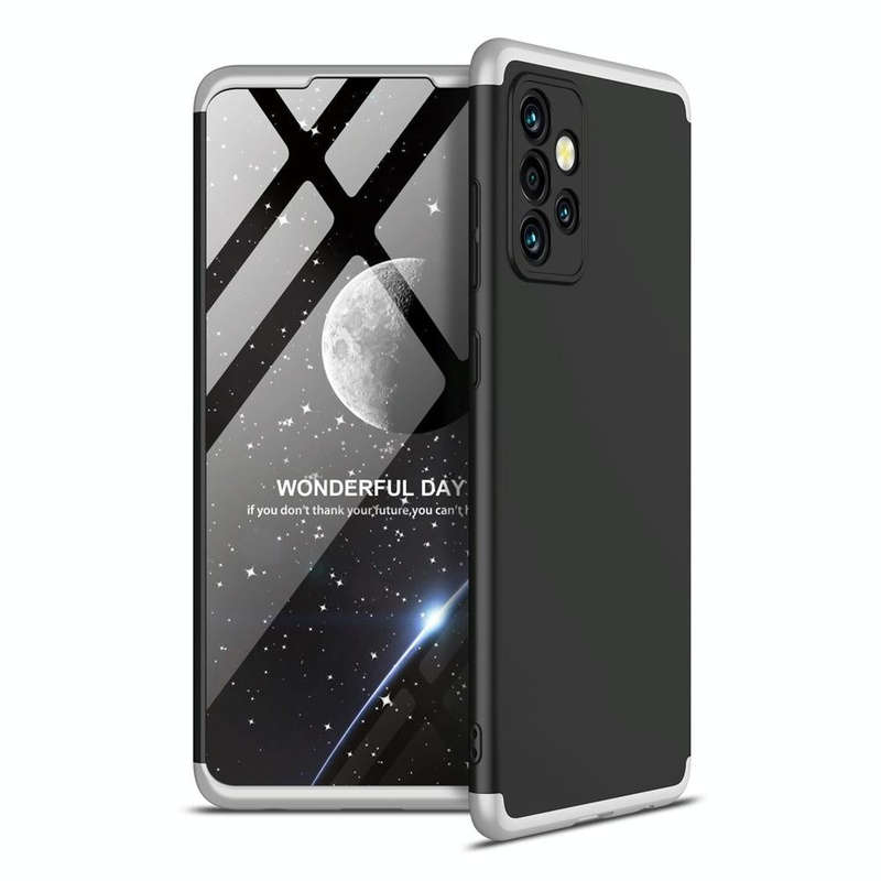 For Samsung Galaxy A72 5G / 4G GKK Three Stage Splicing Full Coverage PC Case(Black Silver)