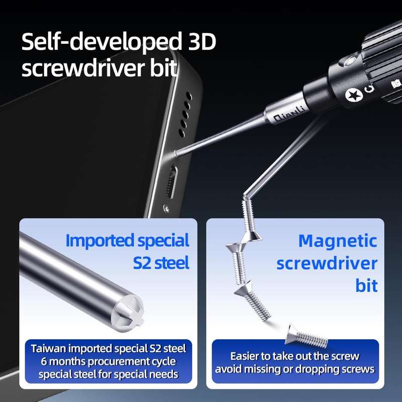 QianLi iWhale Special S2 Steel Magnetic Torque 3D Screwdriver, Model:B Tri-point 0.35