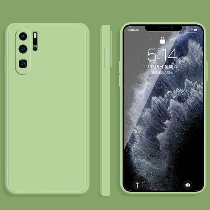 For Huawei P30 Pro Solid Color Imitation Liquid Silicone Straight Edge Dropproof Full Coverage Pr...