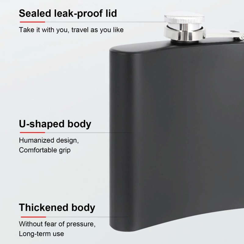 7oz 304 Stainless Steel Matte Black Paint Flagon Whiskey Vodka Wine Pot Hip Flask