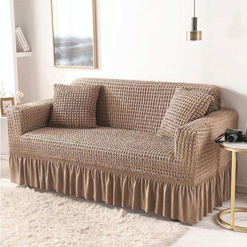 Living Room Stretch Full Coverage Skirt Style Sofa Cover, Size: Double M 145-185cm(One-color Egyp...
