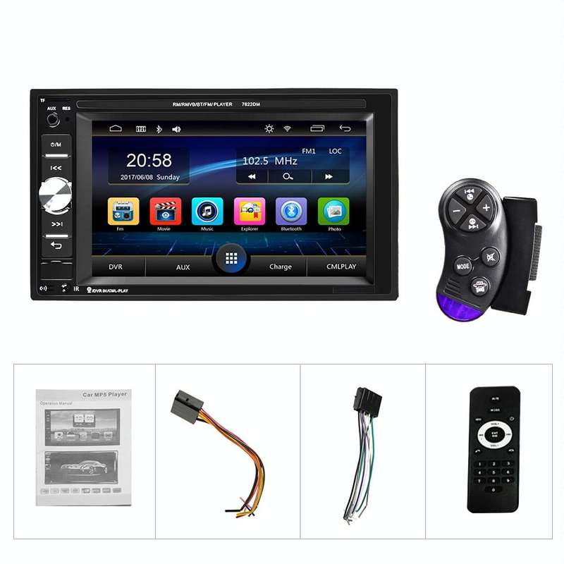 A2115 6.2 inch Car Dual DIN HD MP5 Player Support Bluetooth / FM / Phone Link / TF Card with Remo...