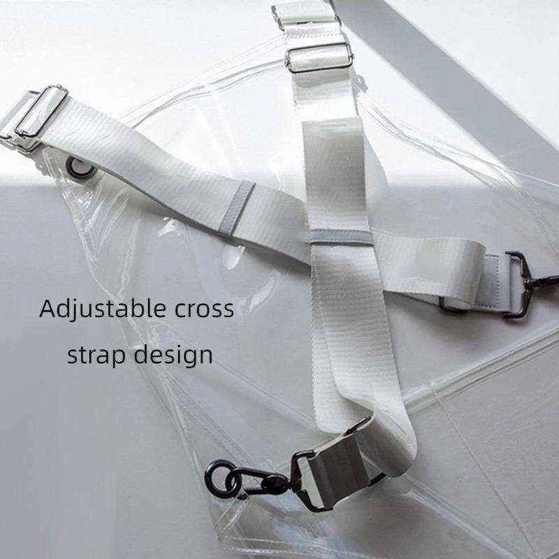30 Silk Long 80cm Transparent TPU Apron Solid Color Webbing Adjustable Work Apron(Pink + Pink Web...