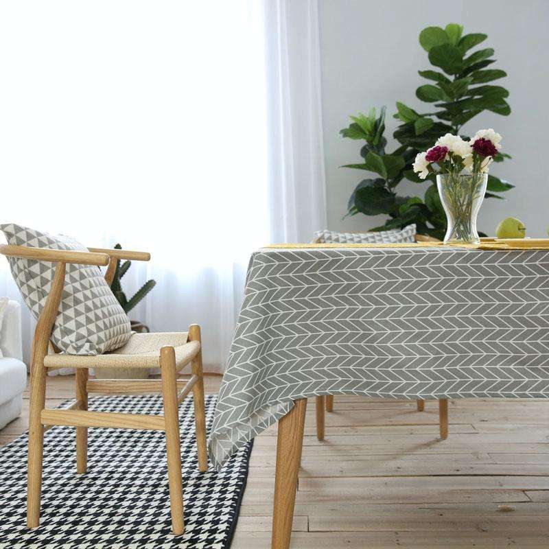 Literary Fresh Geometric Cotton Linen Tablecloth Gray Arrow Rectangular Coffee Table Cloth Desk C...