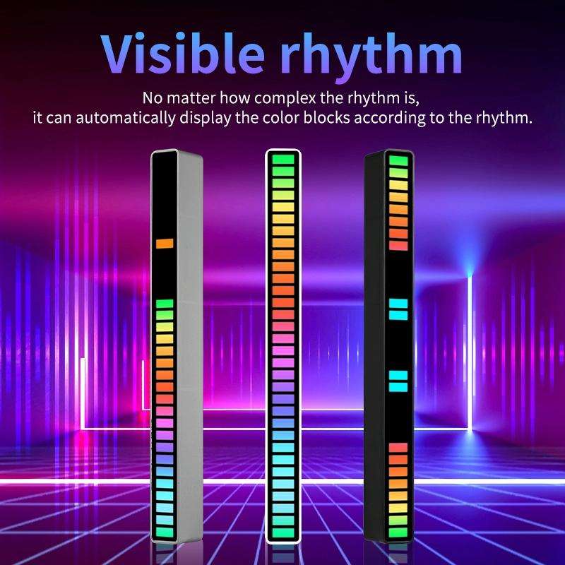 RGB Sound-controlled Rhythmic Response Lights Music Ambient LED Pick-up Lights Charging(16 Light+...