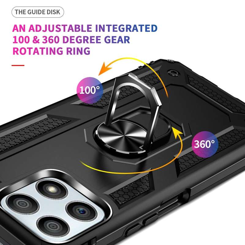 For Honor Play6T Pro / X8 / X30i Shockproof TPU + PC Phone Case with 360 Degree Rotating Holder(B...