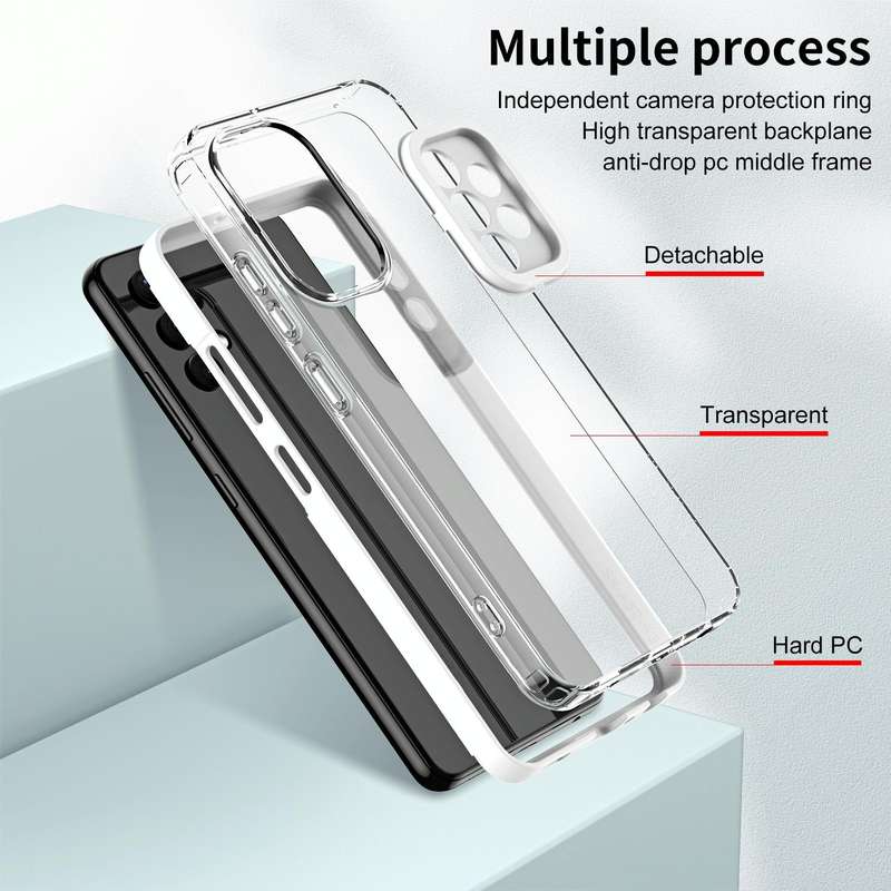 For Samsung Galaxy A13 4G 3 in 1 Clear TPU Color PC Frame Phone Case(White)
